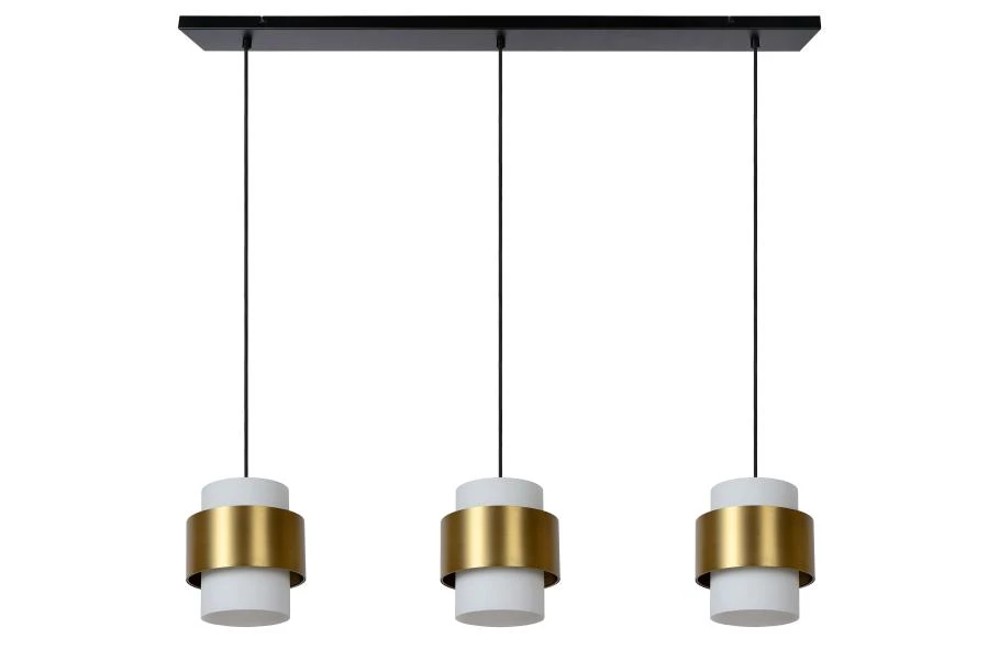 Lucide FIRMIN - Hanglamp - 3xE27 - Mat Goud / Messing - uitgezet